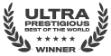 ULTRA award badge featuring laurel wreaths and five stars