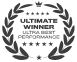 Circular award badge with a laurel wreath indicating a winner or award status